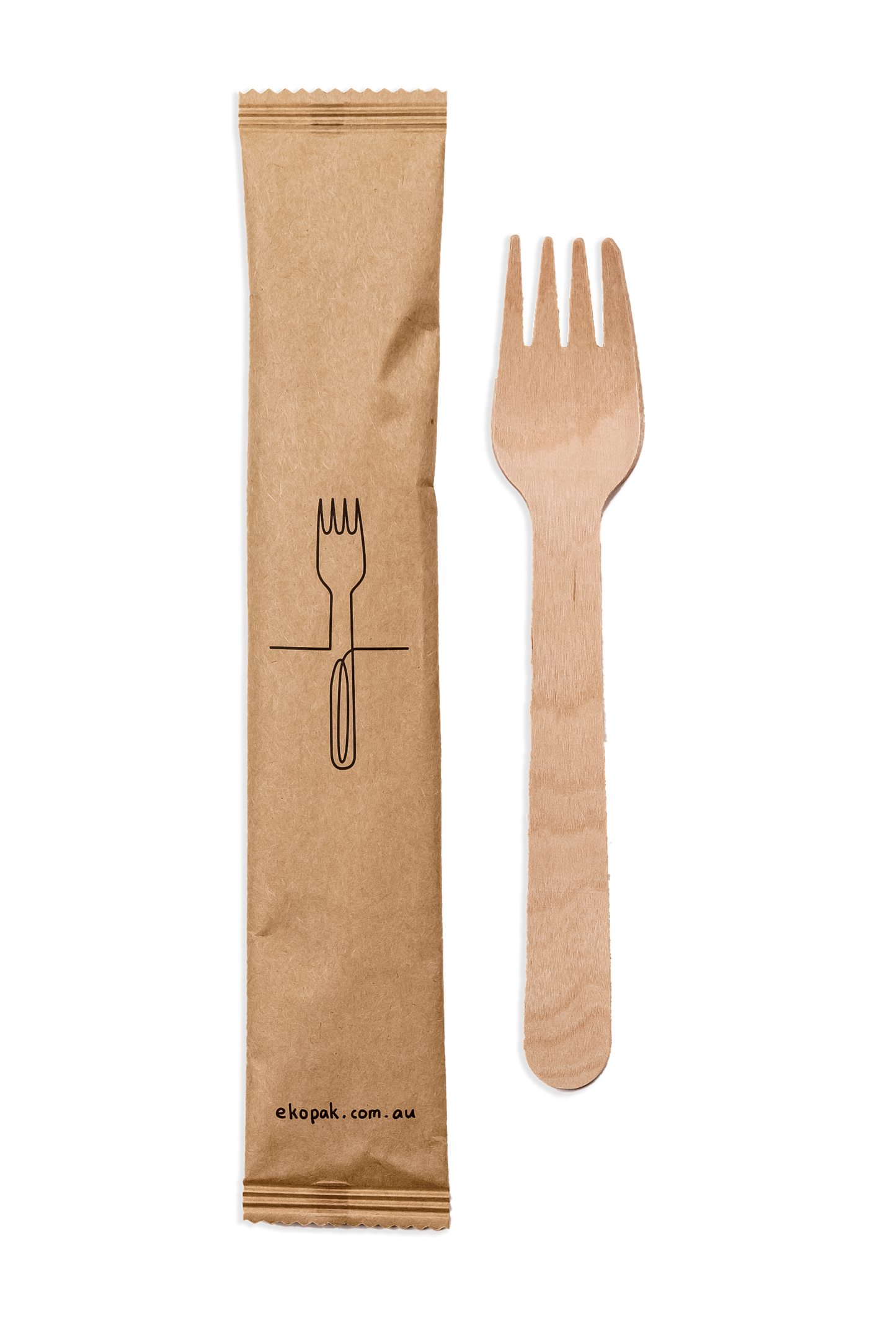 Cutlery Wrapped 16cm Fork FSC Wood