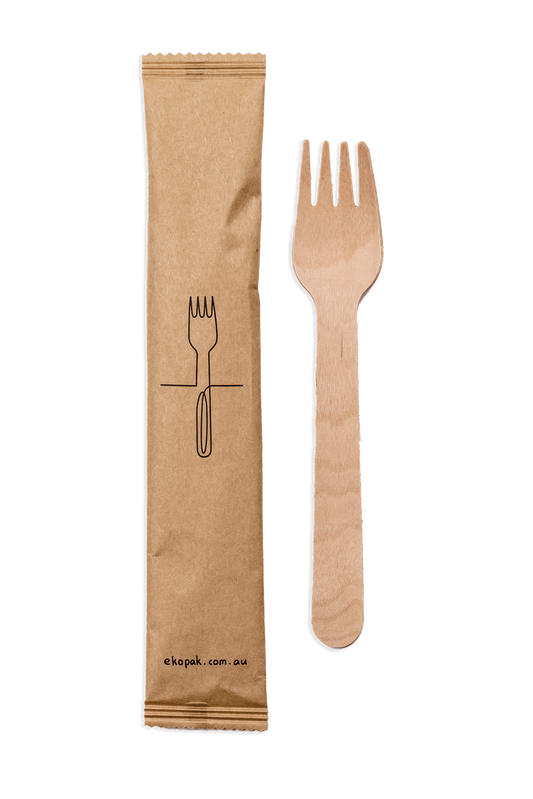 Cutlery Wrapped 16cm Fork FSC Wood