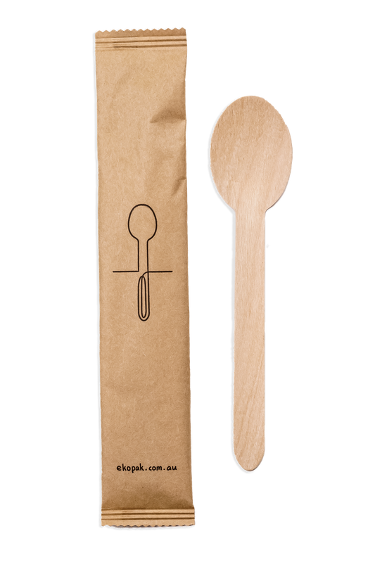 Cutlery Wrapped 16cm Spoon FSC Wood
